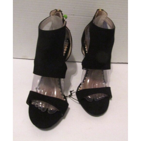 Betsey Johnson Ryan Heels Black Suede Pom Pom Stilettos Shoes NWOB Size 8.5 - Picture 3 of 8